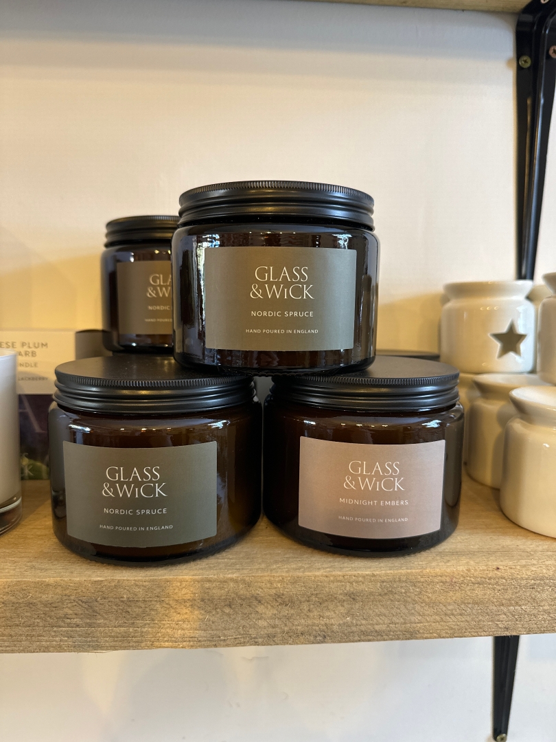 Glass and wick candle